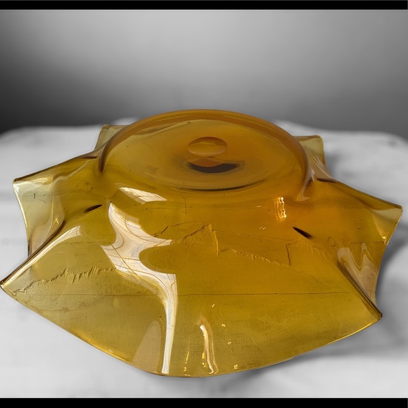 Vintage Amber MCM Glass Bowl - Picture 6 of 8